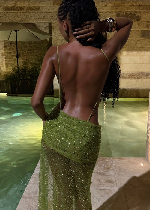 Jaded London - Stellar Asymmetric Hand Beaded Maxi Dress