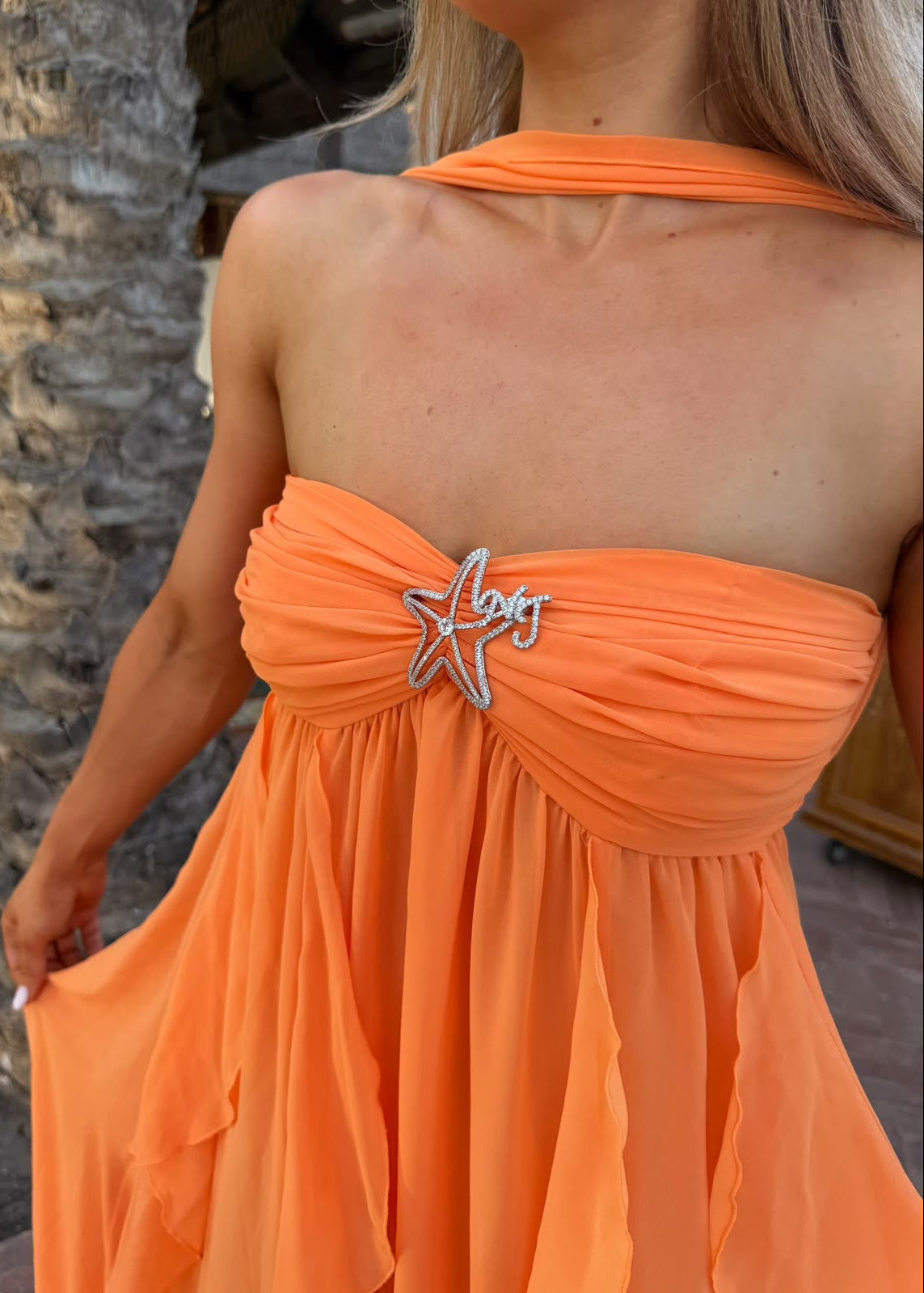 Nana Jacqueline Orange Mariah Dress